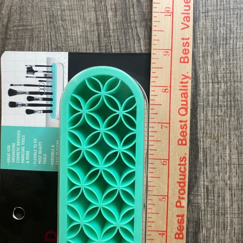 Glam and Beauty Teal Geometric Pattern Beauty Tool Organizer Holder‎